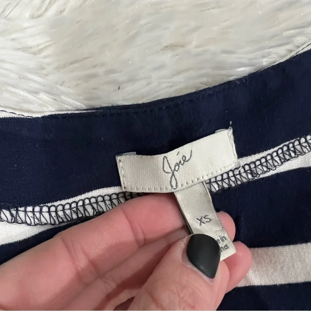 Joie Chikara California Stripe Dress Navy V Neck